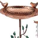 Good Directions BBG-2 Pure Copper Bird Bath, 13.5 Inch Basin, Includes Decorative Garden Pole, Brown and Green