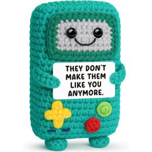 Funny Gamer Gifts for Men, Happy Birthday Gift for Dad Boy Friend Uncle Brother, for Women Men, Birthday Decorations, Positive Handmade Crochet Gifts for Gamer