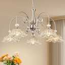5-Light Chandeliers in Brushed Nickel Finish with Crystal Glass Shades, Brushed Nickel Chandelier Light for Dining Room,Hallway,Kitchen