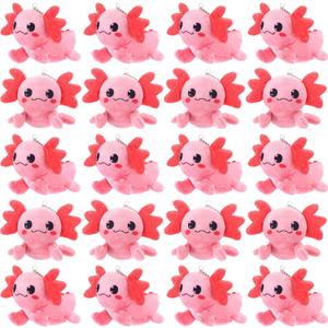 20 Pcs Mini Plush Axolotl Stuffed Animal Keychains Bulk Axolotls Party Favors Small Axolotl Plush Gifts Ornament for Birthday Party Graduation Prize Baby Shower Favors(Pink)