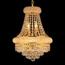Gifarich Gold Crystal Chandeliers for Dining Room，6-Lights D15 Inch