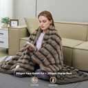 Heated Blanket Electric Queen- 84"x90" Soft Thick Faux Fur Electric Blanket for Sofa with 5 Heat Levels & 10 Hours Auto-Off Overheat Protection, Warm Cozy Gifts, Brown