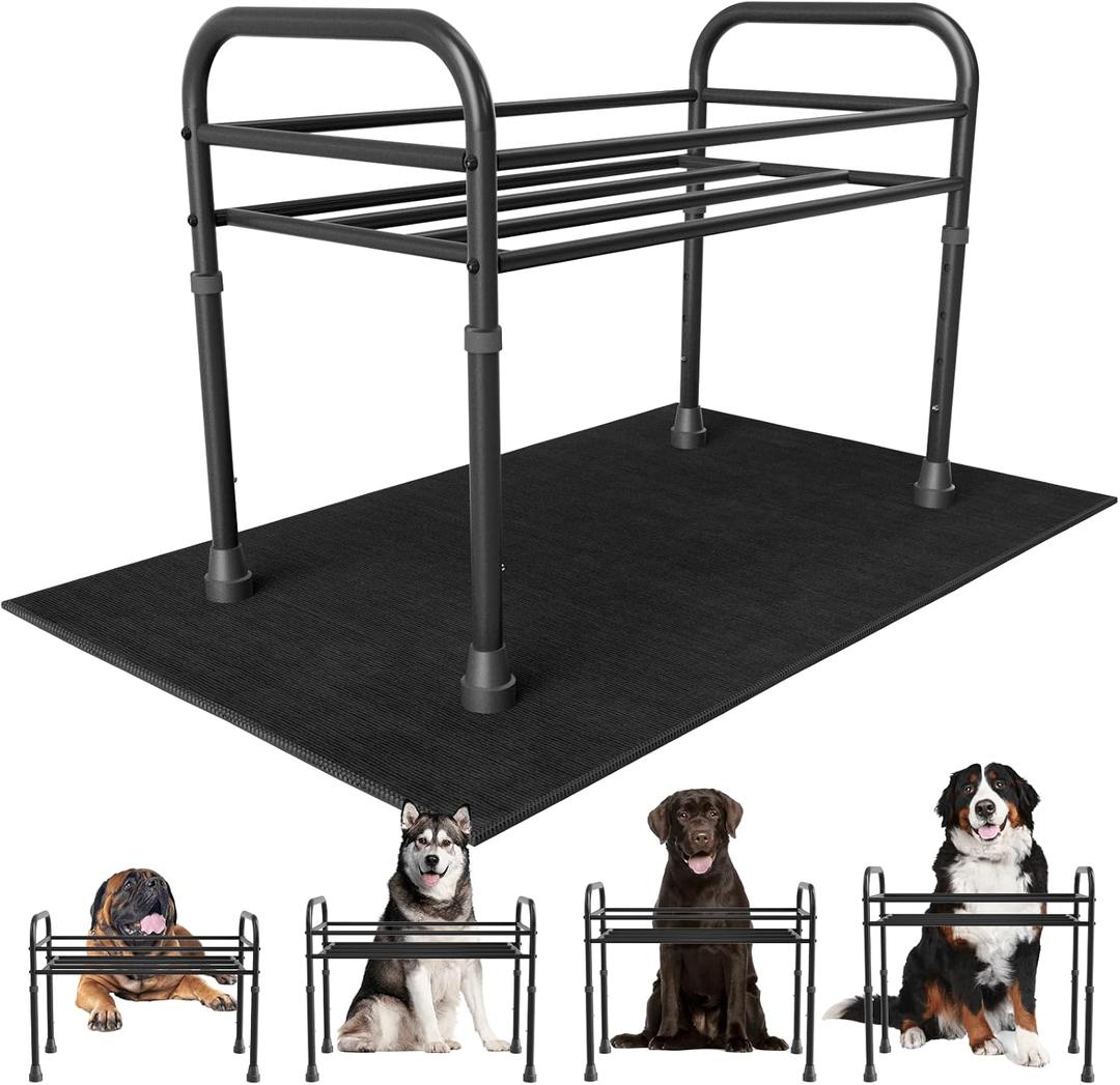 Extra Large & Tall Metal Raised Dog Bowl Stand for Extra Large Dogs, Table Steel Frame Dog Bowls Stand with Mat,Non-Slip,Adjust to 4 Heights 15"-22", Holds 4"-10.5" Diameter Bowl (Not Included)