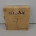 Adjustable Vanity Stool with Storage, 360 Swivel Vanity Chair, Velvet Small Round Ottoman Footrest for Bathroom, Makeup Room, Grey (Silver Base)