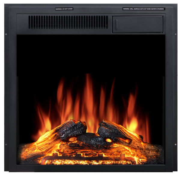 Electric 22'' Fireplace Wooden Surround Firebox Free Standing, Adjustable Led Flame, Remote Control 750-1500W(22''X23'')