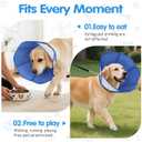 Upraded Dog Cone Collar After Surgery, Adjustable Soft Dog Cone, Soft Inner & Sturdy Protective Recovery Elizabethan Collar for Dogs to Stop Licking Wounds (L) (Blue)