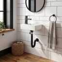 White Wall Mounted Ceramic Bathroom Sink, 14" x 7" Floating Vessel Sink, 14''x7'' Left