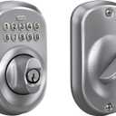 Schlage Plymouth Electronic Keypad Deadbolt Lock, Keyless Front Door Entry, Mechanical Key Backup Included, Satin Chrome, BE365 PLY 626