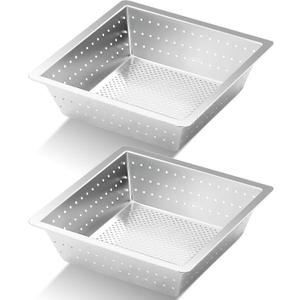Tuanse 2 Pcs 10 x 10 x 3 Inch Stainless Steel Commercial Floor Drain Strainer Square Floor Drain Filter Accessories for Commercial Kitchen Restaurant Diner Cafe
