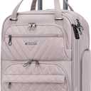 KROSER Carry On Underseat Multi-functional, 16-inch Underseater Lightweight Overnight Suitcase for Women, Dusty Pink