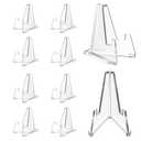 HillSpring 10 Pack 2.2 Inch Clear Small Easel Stand, Acrylic Tabletop Mini Stand, Display Holder for Sports Cards, Challenge Coin, Graded Cards, Name Card, Photo, Sign, Medal, Crystals, Plates