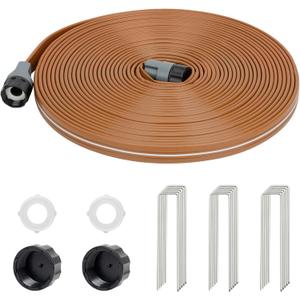 LINEX Sprinkler Soaker Hose 50 ft for Garden, Watering Hose with Holes, High-Efficiency Sprinklers System for Lawn and Garden with Staples
