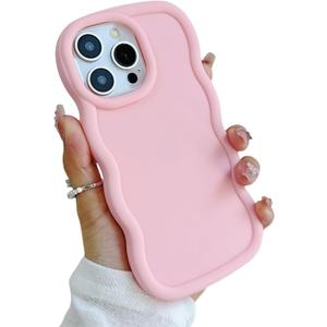YTanazing for iPhone 16 Pro Case,Cute Candy Color Wavy Curly Frame Shape Design Girly Color Soft TPU Bumper Protective Phone Case for iPhone 16 Pro 6.3" (Pink)