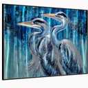 Yihui Arts Blue Heron Metal Wall Art - Exquisite Hand Crafted 3D Aluminum Artwork 24"L x 16"W