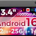 Android 16 Tablet,13.4 inch Large Tablet with Octa-Core Processor, 32GB RAM + 256GB ROM, 10000mAh Battery,1920x1200 IPS, 2.4/5Ghz Dual WiFi/5+8MP/GPS/Gemini AI/Widevine L1, Case Included