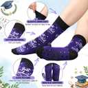 Silicherry 6 Pairs Graduation Pilates Grip Socks for Women Non Slip Yoga Socks with Grad Hat Pattern Congratulate Grad Gifts(Black,Purple,White)