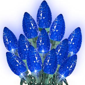 Dazzle Bright C9 Christmas String Lights, 100 LED 66 FT Waterproof Connectable Green Wire Fairy Lights, Christmas Lights for Indoor Outdoor Home Garden Yard Xmas Tree House Decorations (Blue)