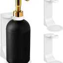 No Drill Shampoo & Conditioner Holders 2 Pack Adhesive Wall Mount Hand Soap Holder for Pump Bottle, 11LB Weight Capacity Fit Large Lotion Bottle