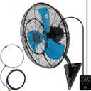 20" Wall Mount Fan 7000 CFM Wall Oscillation Fan 3-Speed Industrial Fans with Mist High Velocity Wall mounted Fans for Residential, industrial, Warehouse, Greenhouse, Workshop (BG Mist Blue)
