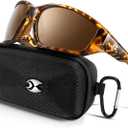 suoso Sports Polarized Sunglasses for Men: Womens UV400 Protection Sun Glasses Wrap Around Goggles for Fishing Driving TR90, C06-leopard Frame Brown