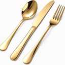 60 Piece Gold Silverware Set for 20, 18/0 Stainless Steel Heavy Forks Spoons and Knives Set, Mirror Finish Gold Flatware, Dishwasher Safe for Family Picnics Daily Gatherings