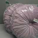 HIG Set of 2 Decorative Round Pleated Throw Pillows,Classy Accent Pumpkin Throw Pillows with Center Button,Vintage Velvet Floor Pillows for Sofa Vanity Chair Bed,Light Purple,14.7" Diameter(Ripple)