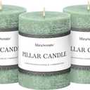 3x4 Inch Sage Green Pillar Candles - Set of 3, Unscented, Long Burning, Smokeless Dripless Candles for Spring Home Decor, Dinner Table, Bathroom, Rustic Decor