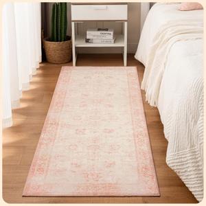 Istana Hallway Runner Rug 2x6 - Pink Kitchen Rugs Non Slip Washable -Silk's Soft Touch Carpet Runner - Stylish Rug for Home