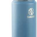 Takeya 18 oz Actives Stainless Steel Water Bottle with Straw Lid Leakproof, Double-Wall Insulated, Keeps Drinks Cold 24 hrs/Hot 12 hrs, BPA-Free, Powder-Coated, Gym & Travel, Bluestone