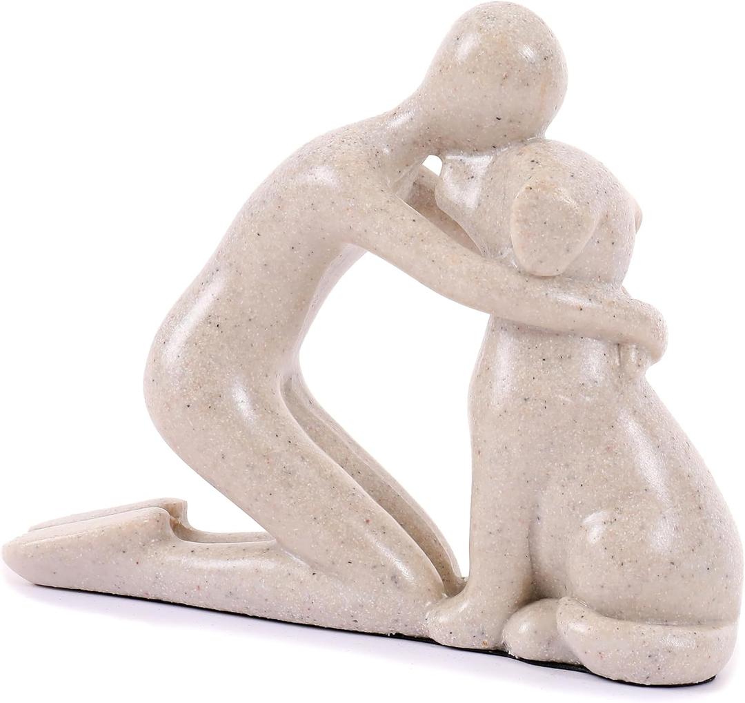 Dog Dad Gifts for Men, Cute Figurines Statue,Unique Mini Shelf Decor for The Home,Room,Bathroom,Office,Lovely Decorations for Dogs Lover (Beige)