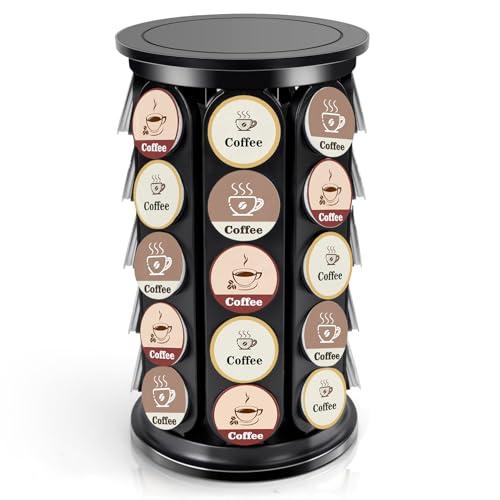 SAVORLIVING Coffee Pod Carousel Compatible with K-Cup Pods, K Cup Holder Holds 40 Coffee Capsule, New Modern Design for Kitchen Office Countertop or Coffees Station Organizer, Detachable (Black)