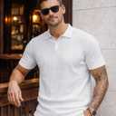 JMIERR Mens Casual Polo Shirt Summer Short Sleeve Vacation Button Beach Knit Stretchy Golf Shirts (XL)