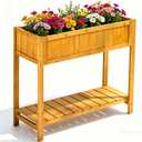 Premium Fir Wooden Raised Garden Bed with Four Legs for Backyard and Balcony Gardening,Suitable for Indoor and Outdoor use,Bottom with Storage Rack,35.04''13''29.92''