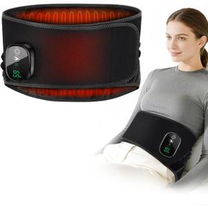 Cordless Heating Pad for Back, Back Heating Pad Rechargeable Heated Waist Belt Wrap with Built-in Warming Layer 5 Heat Options & 3 Auto Timer