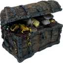 Mipukbay Treasure Chest Fish Tank Decorations, Funny Aquarium Decor Ornament for Small Aquarium and Fish Tank, Safe Landscape Rock Cave for Betta Fish, Goldfish and Aquatic Pets (Brown)