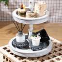 Yookeer 2 Pcs Wooden Risers for Displays Round Wood Riser Distressed Wood Risers Farmhouse Pedestal Display Stand Rustic Pedestal Stand Beaded Decor for Tiered Trays Home(3.94 Inch,Black)