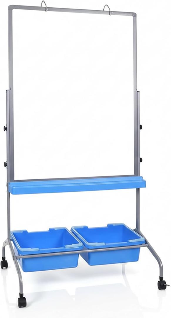 LUXOR Classroom Chart Stand with Storage Bins 49"W x 38"H