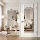 58"x20" Over The Door Mirror, Arched Full Length Mirror with Aluminum Frame, Adjustable Hooks, Wall Mounted or Standing for Bedroom Living Room, Black