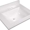 Design House Camilla Vanity Top, Cultured Marble, Centerset Mount, Integrated Backsplash, Stain Resistant, Rectangle Bowl, White, 25 in W x 22 in D x 12.5 in H, Item 557629-WHT