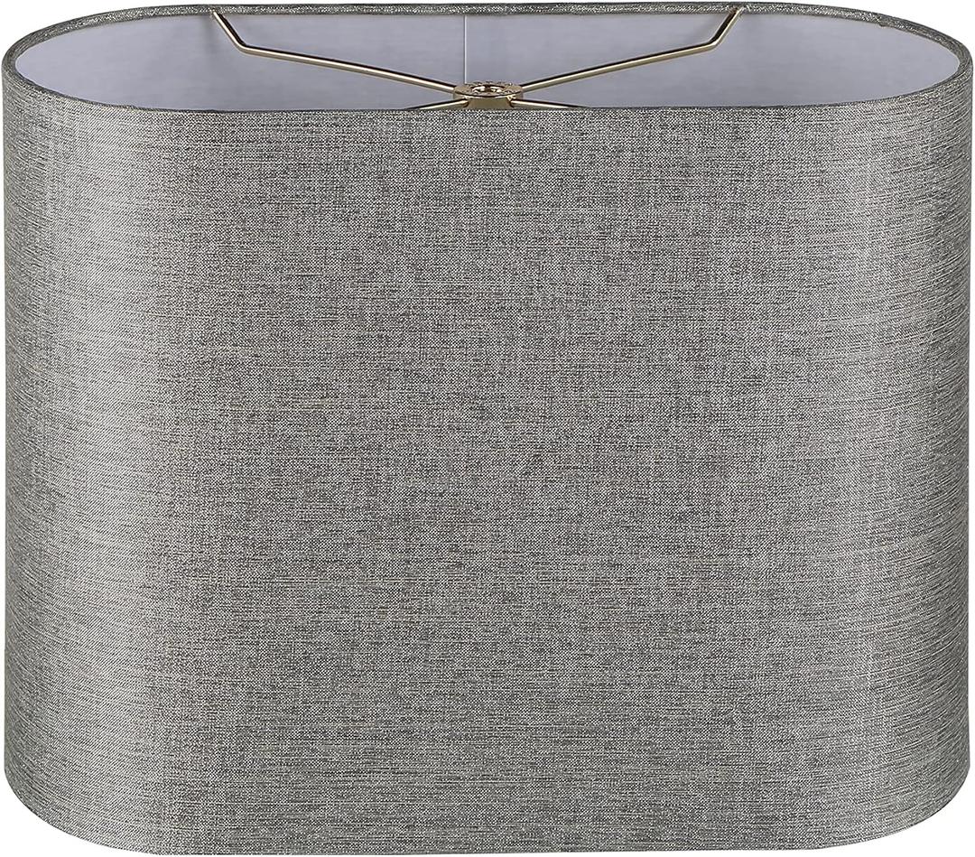Aspen Creative 37002 Contemporary Oval Hardback Shaped Spider Construction Lamp Shade in Sliver Grey, 13 1/2" wide (8" + 13 1/2") x (8" + 13 1/2") x 10 1/2"