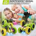 QUNREDA Remote Control Car, RC Car Toys for 6-12 Year Old Boys, Off Road RC Stunt Car 4WD 360° Rotating Remote Control Car for Kids, Boys Girls Gifts for Birthday, Christmas Yellow&Green