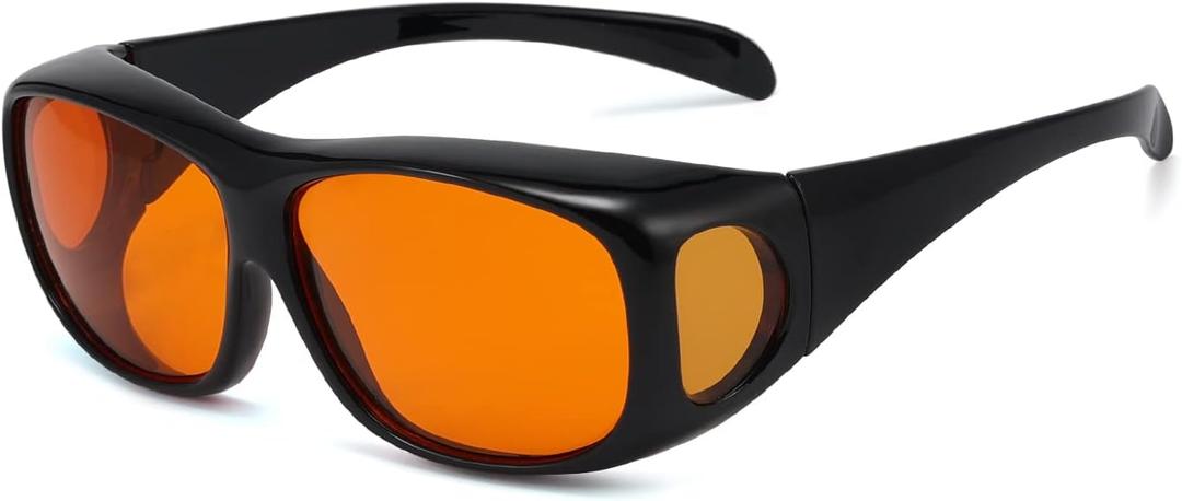 Eyekepper 100% Blue Light Reduction,Huge Fitover Anti-Blue Blocking Computer Eyeglasses with Extra Amber Lenses, Black