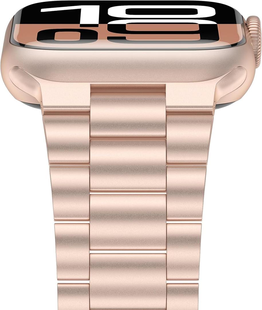 iiteeology Lightweight Stainless Steel Band Designed for Apple Watch Ultra 3 & Ultra 2, Series 1-11, 46mm, 45mm, 44mm, 42mm, Replacement iWatch Bands for Men & Women,Rose Gold