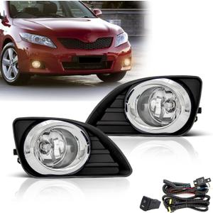 Fog Lights Assembly for 2010 2011 Toyota Camry Replacement Kit Fog Lamps with Wiring & Switch H11 12V 55W Halogen Bulbs Clear Lens