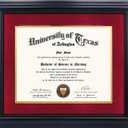 GMFrames 11x14 Diploma Degree Frame with Red Mat or Display 15x18 Certificates without Mat,Solid Wood,Black Finish with Intricate Black Rope Detail,UV Protection Acrylic