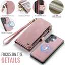Defencase for Samsung Galaxy S26 Ultra Magnetic Wallet Case Compatible with Magsafe with RFID Blocking Zipper & Card Holder Women, PU Leather Detachable Phone Case for Galaxy S26 Ultra 6.9", Rose Pink