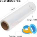 BOMEI PACK Clear Stretch Wrap Roll with Plastic Handle 18" x 1000 Feet 80 Gauge 4 Pack, Shrink Wrap Heavy Duty, Self-Adhering Plastic Wrap for Shipping, Moving