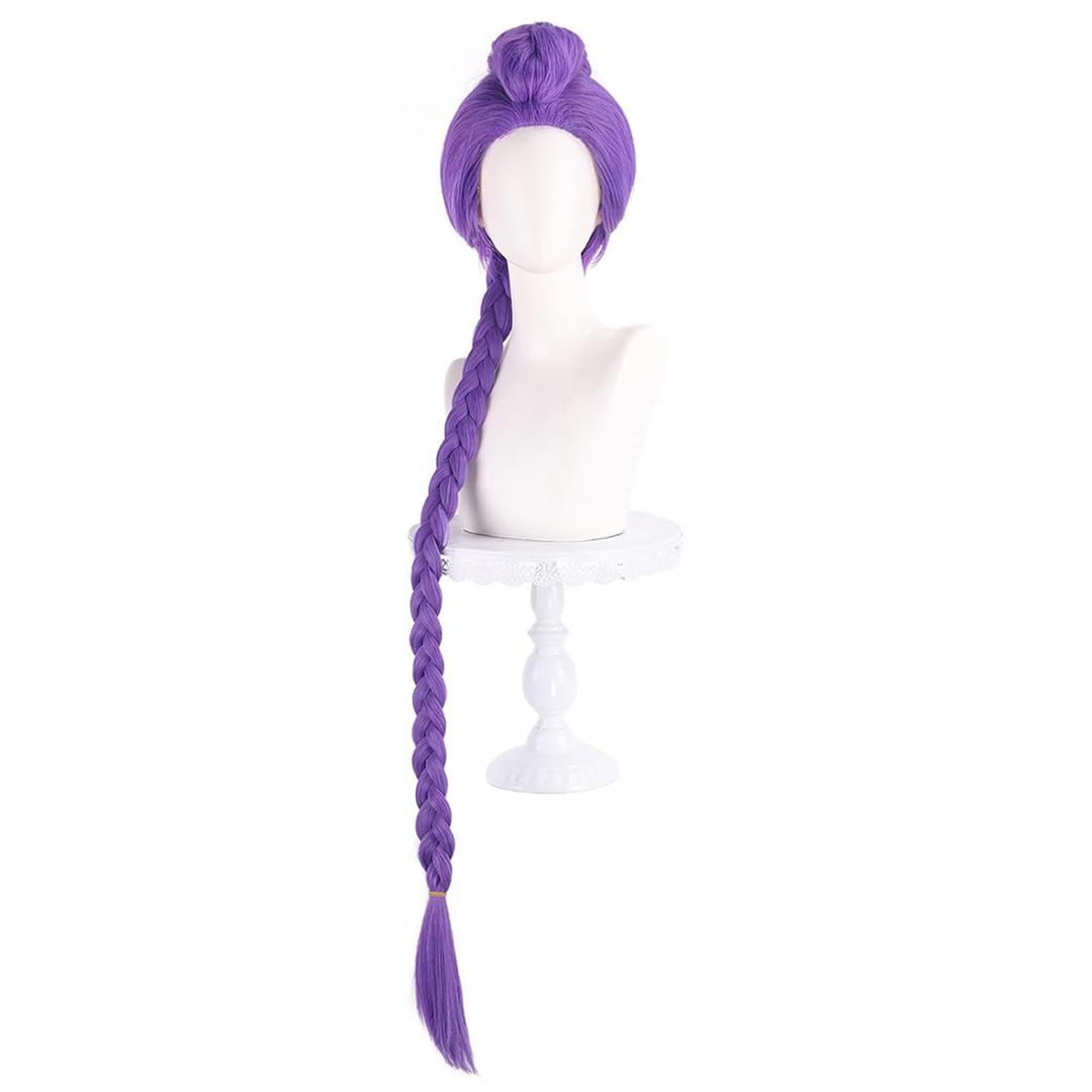 Long Braids Rumi Cosplay Hair Wig Halloween Party for Women (Purple)