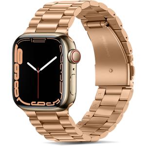 Tasikar Band Compatible with Apple Watch Band 49mm 46mm 45mm 44mm 42mm Premium Stainless Steel Metal Replacement Strap Compatible with Apple Watch Ultra 3 2 1 Series 11 10 9 8 7 6 5 4 3 SE, Rose Gold