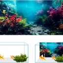COMSUN 3 Pack Aquarium Background, 24x12 inches Polyester Aquarium Background, Cloth Fish Tank Background, Undersea Corals Sunshines & Rock Aquatic Plants